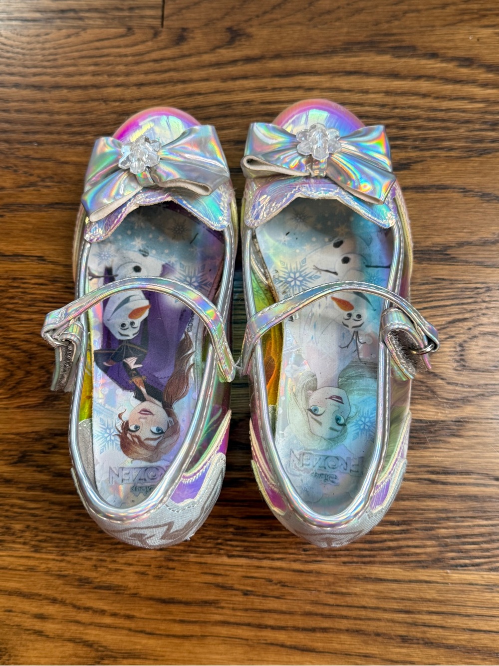 Disney Frozen Toddler Girls Iridescent Mary Jane Dress Up Shoes with Bow Size 9 - Picture 12 of 13